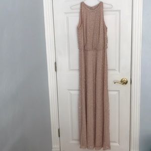 Adrianna Papell Beaded Halter Gown BLUSH